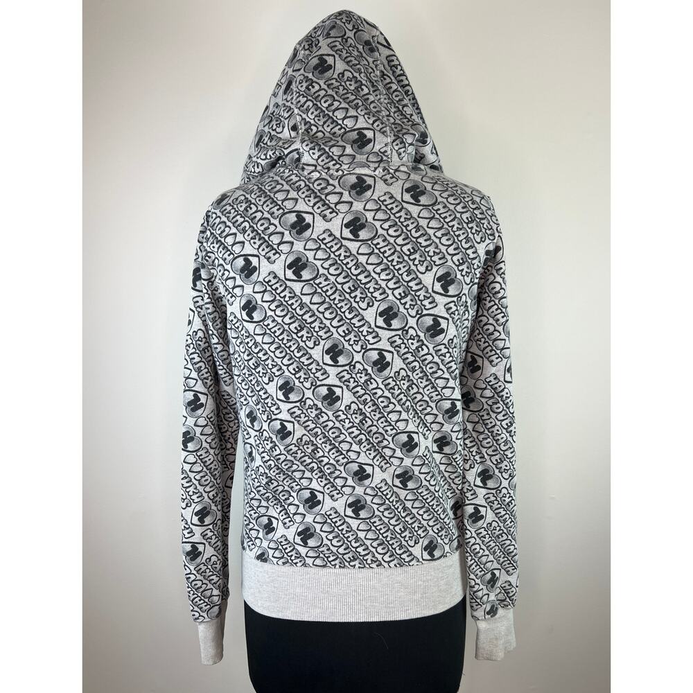 Harajuku Lovers Gray Spellout Graphic Zip Loose Hoodie Sweater S Small USA GENZ - Picture 6 of 10
